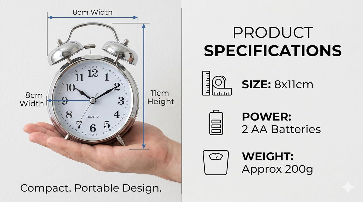 Twin Bell Analog Alarm Clock