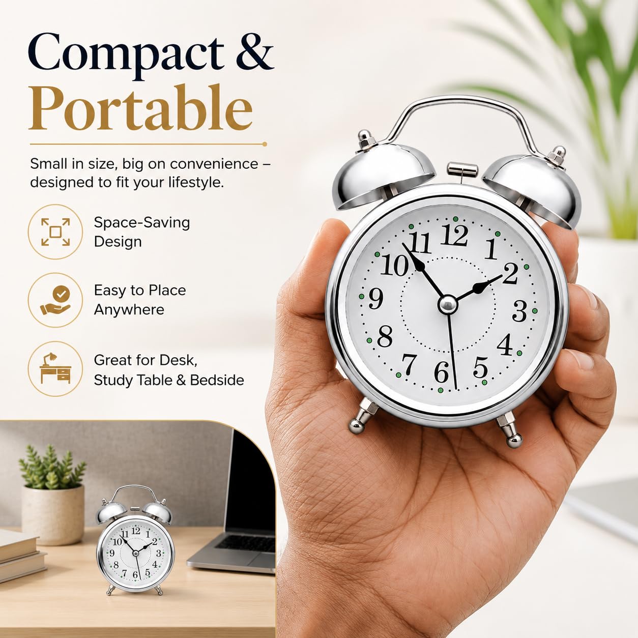 Twin Bell Analog Alarm Clock