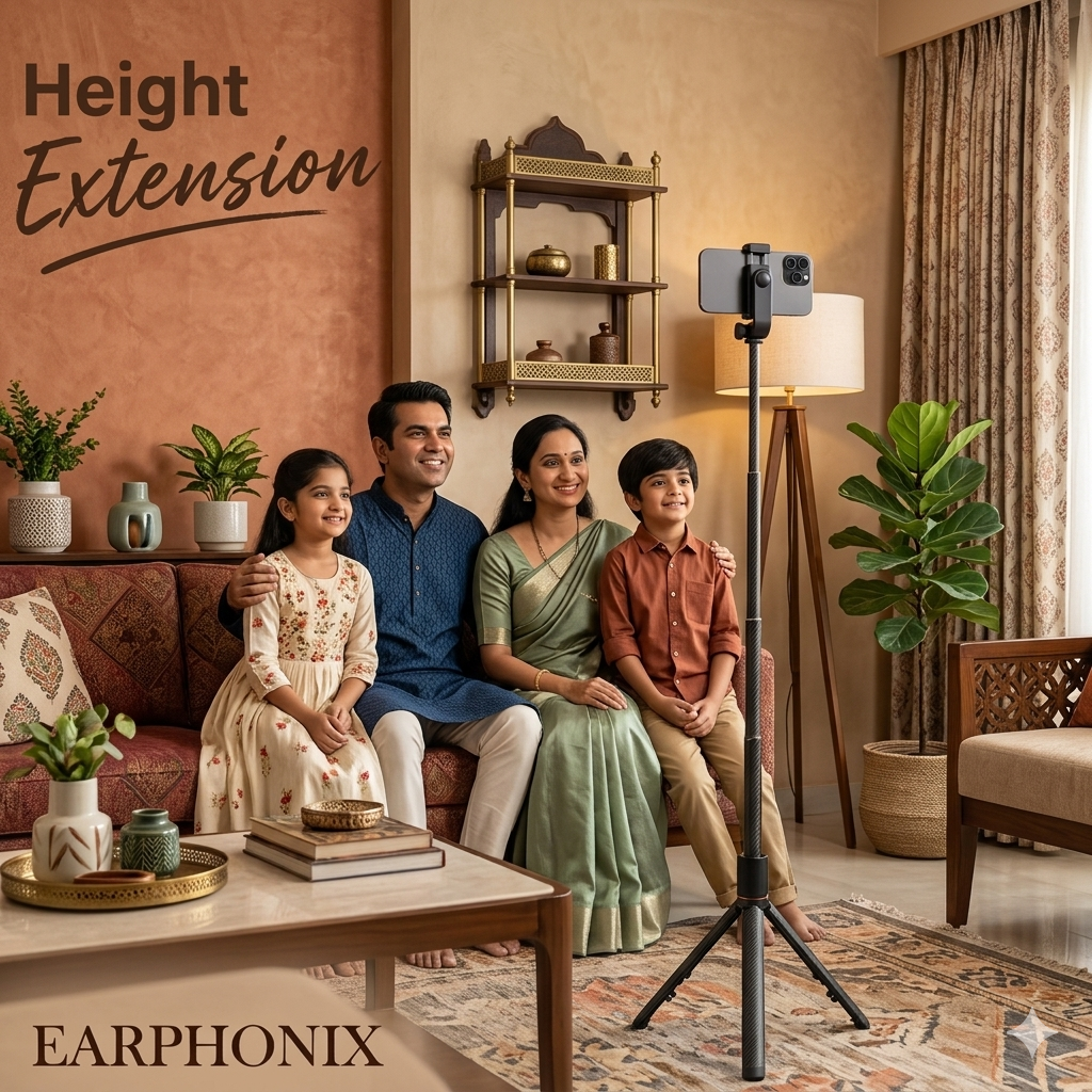 EARPHONIX Wireless Bluetooth Foldable XT-02 (K10) Mini Tripod Extendable Selfie Stick
